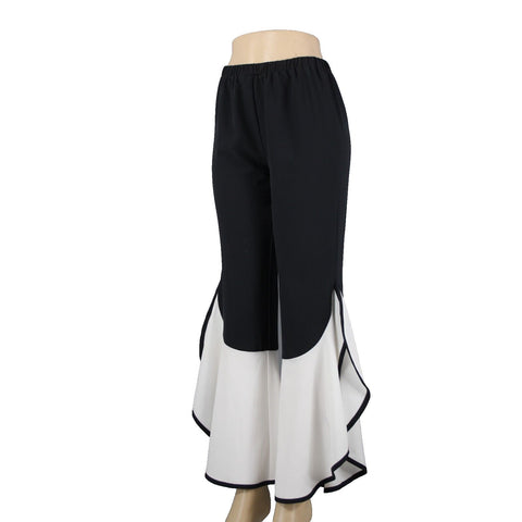 Masseys Sz S x 32 Black Elastic Waist White Calypso Flared 100% Poly Pant