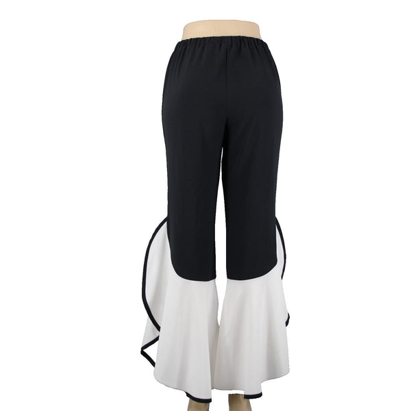 Masseys Sz S x 32 Black Elastic Waist White Calypso Flared 100% Poly Pant