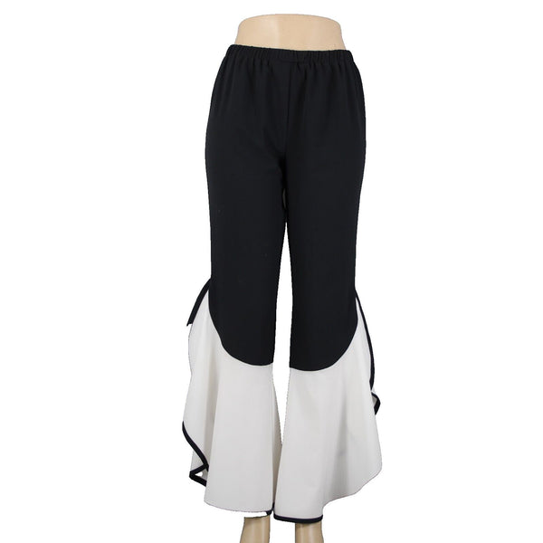 Masseys Sz S x 32 Black Elastic Waist White Calypso Flared 100% Poly Pant