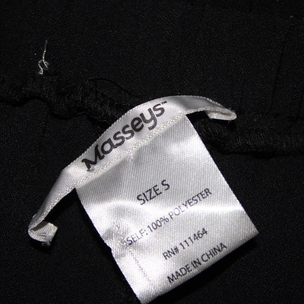 Masseys Sz S x 32 Black Elastic Waist White Calypso Flared 100% Poly Pant