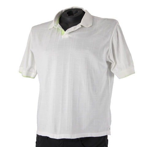 Burberry Golf Sz M White Lime Green Collared Polo 100% Cotton Shirt