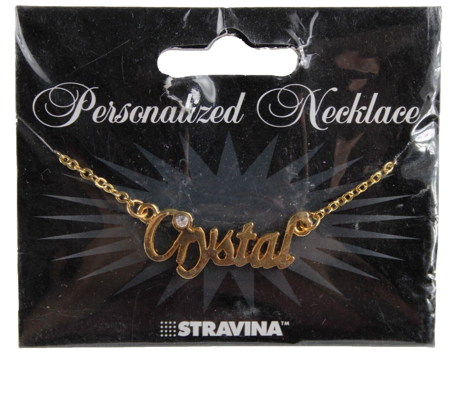 CRYSTAL NEW Name Goldtone Rhinestone Accent 14.5" W 4.5" Multi Ring Ext Necklace