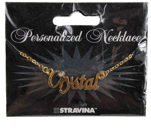 CRYSTAL NEW Name Goldtone Rhinestone Accent 14.5" W 4.5" Multi Ring Ext Necklace