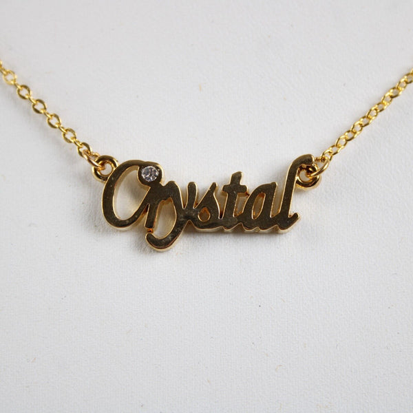 CRYSTAL NEW Name Goldtone Rhinestone Accent 14.5" W 4.5" Multi Ring Ext Necklace