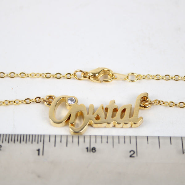 CRYSTAL NEW Name Goldtone Rhinestone Accent 14.5" W 4.5" Multi Ring Ext Necklace