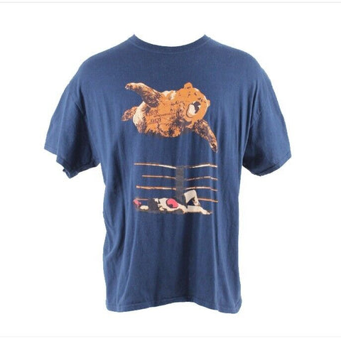 Gildan Sz XL Navy Blue Brown Multi 100% Cotton Bear T Shirt