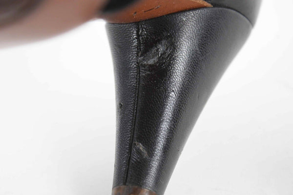 Chie Mihara Sz 39.5 Black Strappy 4" Cone Heel Genuine Leather Heels