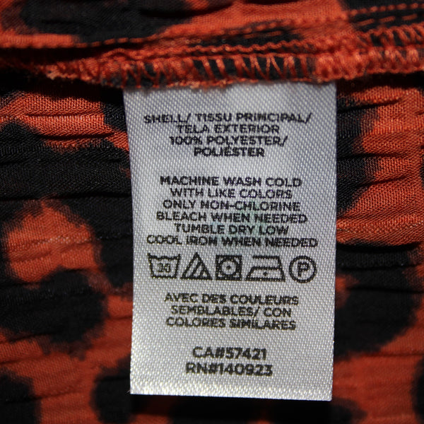 Loft NEW Sz S Petite Orange Black Animal Print Collared 100% Polyester Top