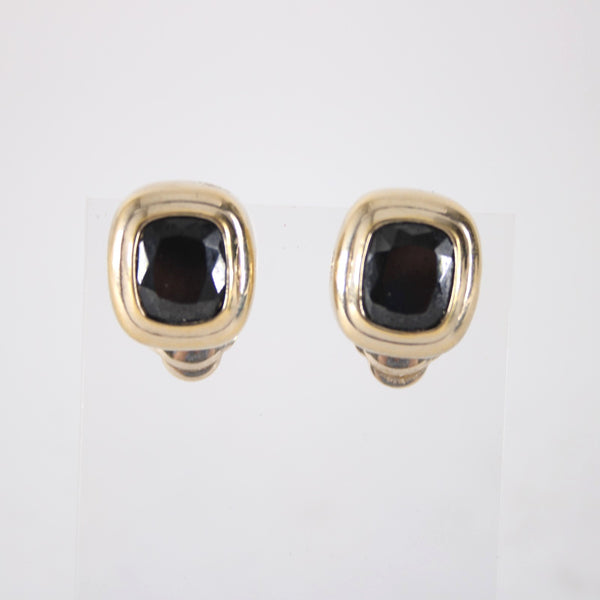 JM Earrings 3/4 inch Clip On Garnet Heavy Earrings