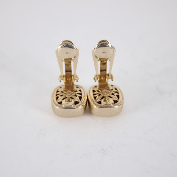 JM Earrings 3/4 inch Clip On Garnet Heavy Earrings