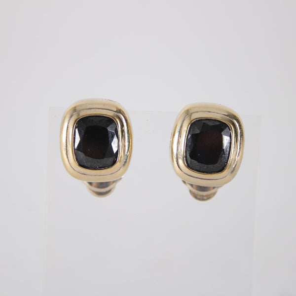 JM Earrings 3/4 inch Clip On Garnet Heavy Earrings