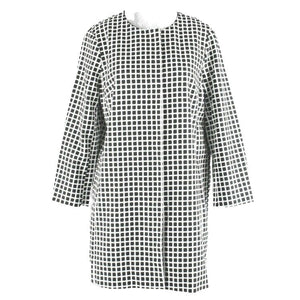 Charter Club Sz 6 White Black Check Cotton Blend Lined Coat