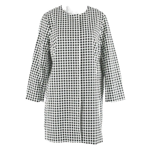 Charter Club Sz 6 White Black Check Cotton Blend Lined Coat