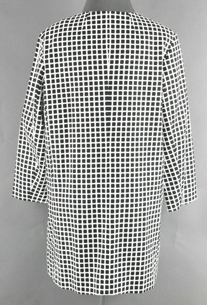 Charter Club Sz 6 White Black Check Cotton Blend Lined Coat