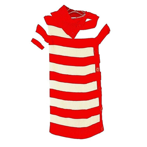 SWAK NEW $34 Sz 7/8 Red White Stripe Button Collar Acrylic Sweater Dress