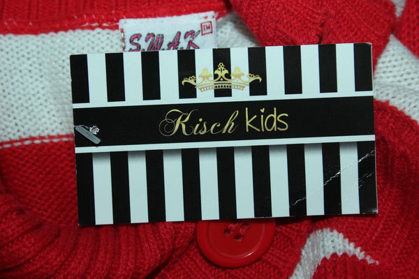 SWAK NEW $34 Sz 7/8 Red White Stripe Button Collar Acrylic Sweater Dress