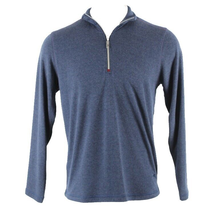 Tommy Bahama Sz S Blue Partial Zip Pullover Acrylic Modal Poly Knit Shirt