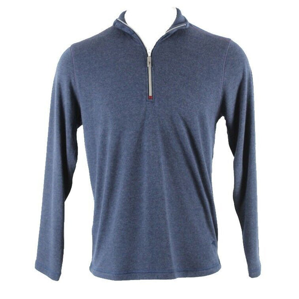 Tommy Bahama Sz S Blue Partial Zip Pullover Acrylic Modal Poly Knit Shirt