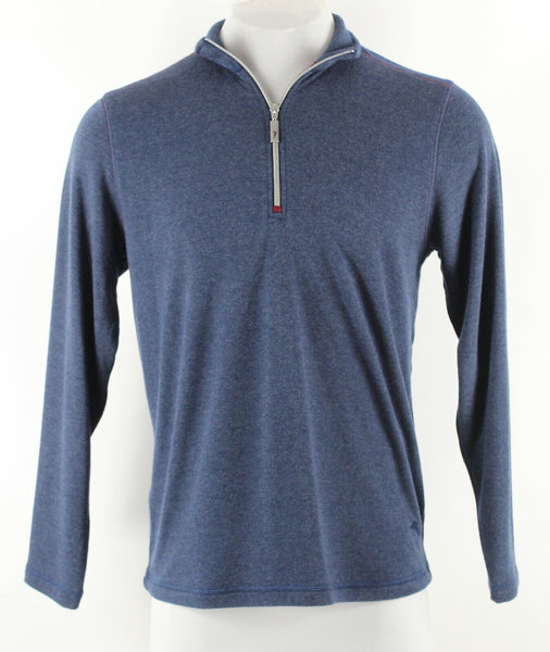 Tommy Bahama Sz S Blue Partial Zip Pullover Acrylic Modal Poly Knit Shirt