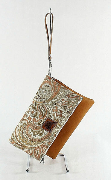 Sunshine Sz 11 x 7.5 x 1 Cognac Multi Paisley Leather Convertible Purse