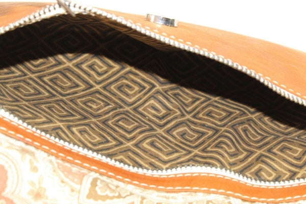 Sunshine Sz 11 x 7.5 x 1 Cognac Multi Paisley Leather Convertible Purse
