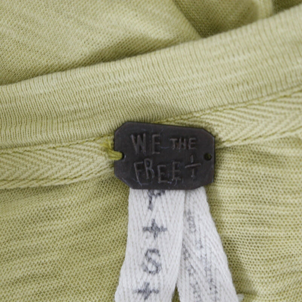 We The Free Sz SP Lime Green V Neck Semi Sheer Long Sleeve 100% Cotton Top
