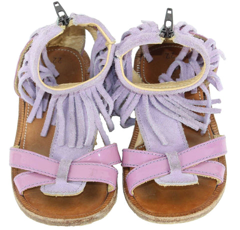 Zecchino d'Oro Sz 22 Lavender Zip Back Suede Patent Leather Girls Sandal