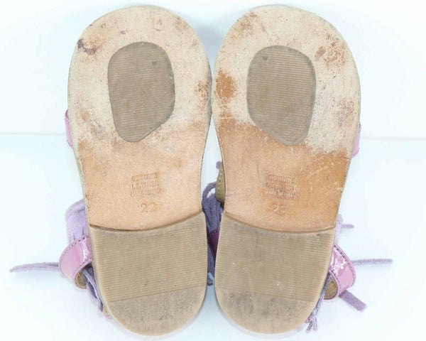 Zecchino d'Oro Sz 22 Lavender Zip Back Suede Patent Leather Girls Sandal