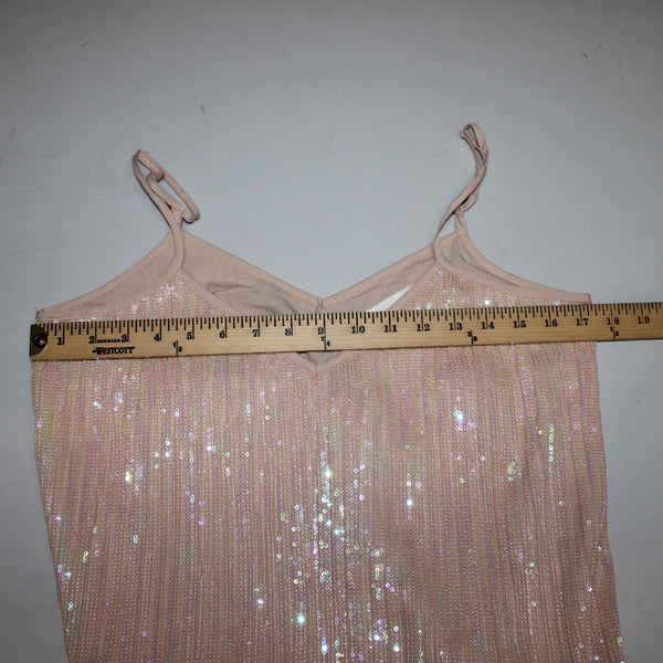 Anthropologie Top NEW $98 Sz 4 Pink Sequin Ruffle Peplum 100% Polyester Top