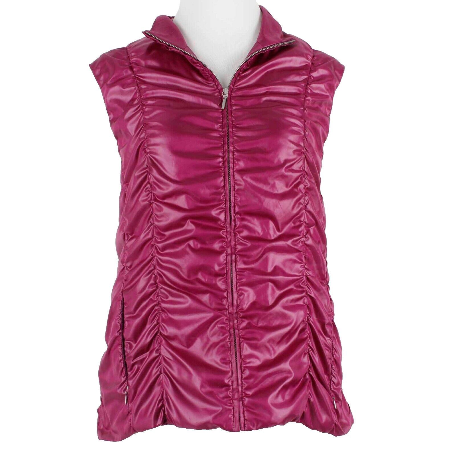Chicos Zenergy NEW $109 Ramona Sz 2 Violet Rose Purple Ruched Polyester Vest