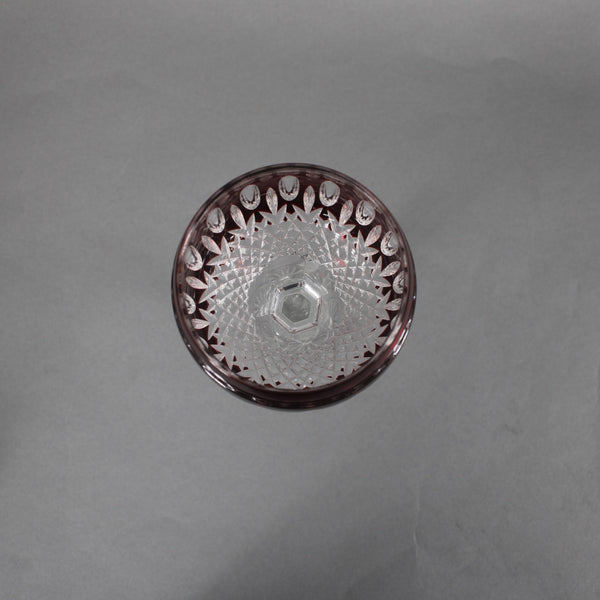 Bohemian Wine Glass Czechoslovakia Crystal Cut Burgundy Red 8" Wine Glass