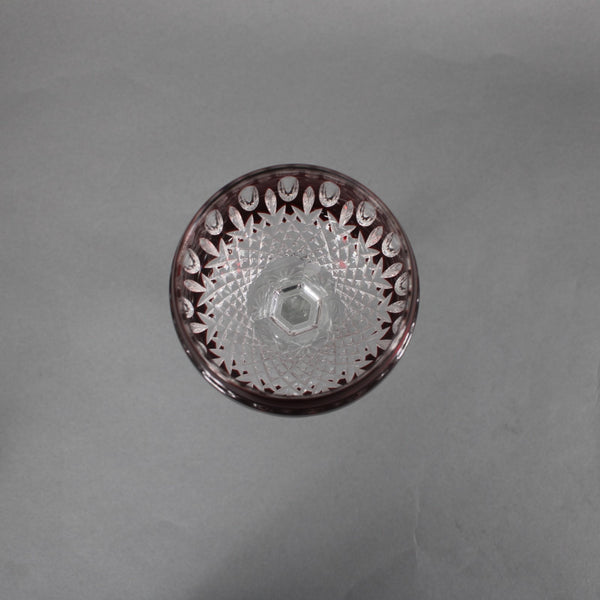 Bohemian Wine Glass Czechoslovakia Crystal Cut Burgundy Red 8" Wine Glass