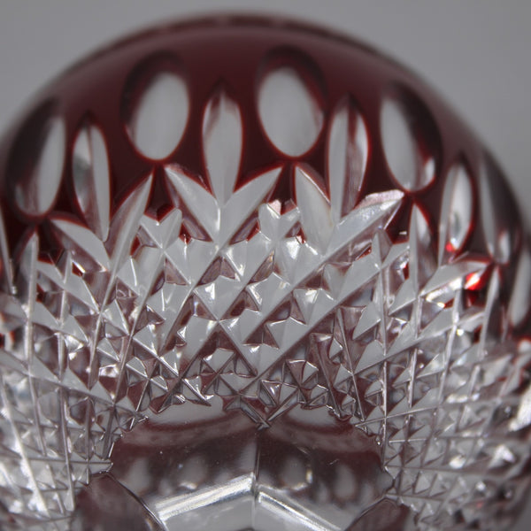 Bohemian Wine Glass Czechoslovakia Crystal Cut Burgundy Red 8" Wine Glass