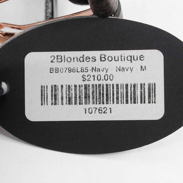 Bandolier NEW $210 Sz M 32 - 38 Black Leather Rose Goldtone Rhinestone Belt