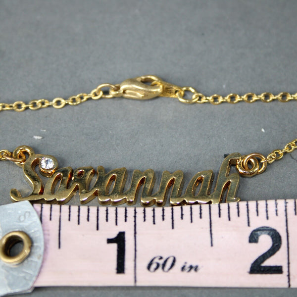 SAVANNAH NEW Name Goldtone Rhinestone Accent 14.5" w 4.5 Multi Ring Ext Necklace