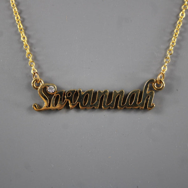 SAVANNAH NEW Name Goldtone Rhinestone Accent 14.5" w 4.5 Multi Ring Ext Necklace