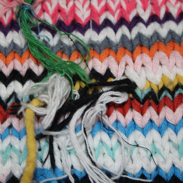 Cavia Sweater Sz M White Multi Color Over Sized Open Knit Fringe Yarn Sweater