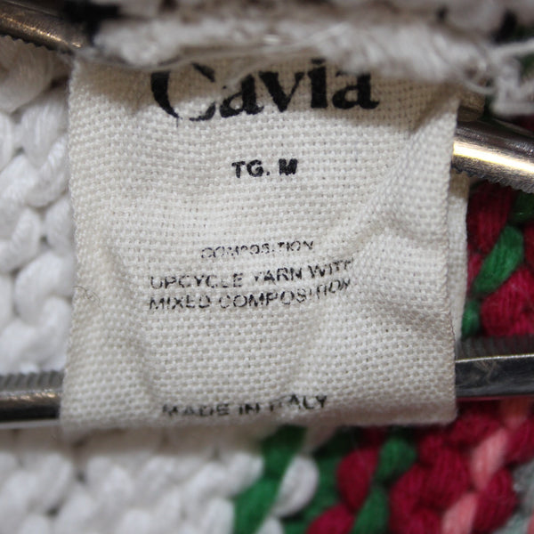 Cavia Sweater Sz M White Multi Color Over Sized Open Knit Fringe Yarn Sweater