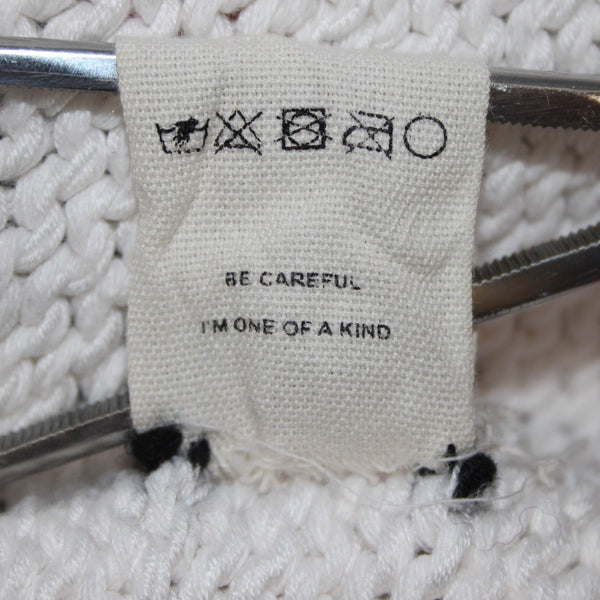 Cavia Sweater Sz M White Multi Color Over Sized Open Knit Fringe Yarn Sweater