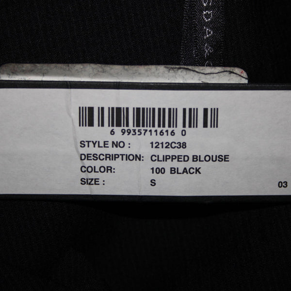 Isda Co NEW $163 Clipped Sz S Black Sheer V Neck Short Sleeve Poly Cotton Top