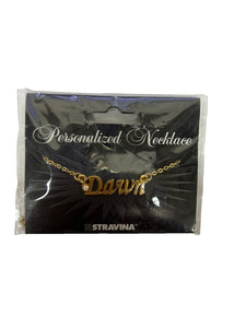 DAWN NEW Name Goldtone Rhinestone Accent 18" w 1.5" Ring Ext Necklace
