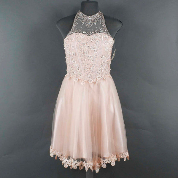 Bliss NEW $90 Sz 14 Girls Pink Rhinestones Tulle Lined 100% Poly Halter Dress