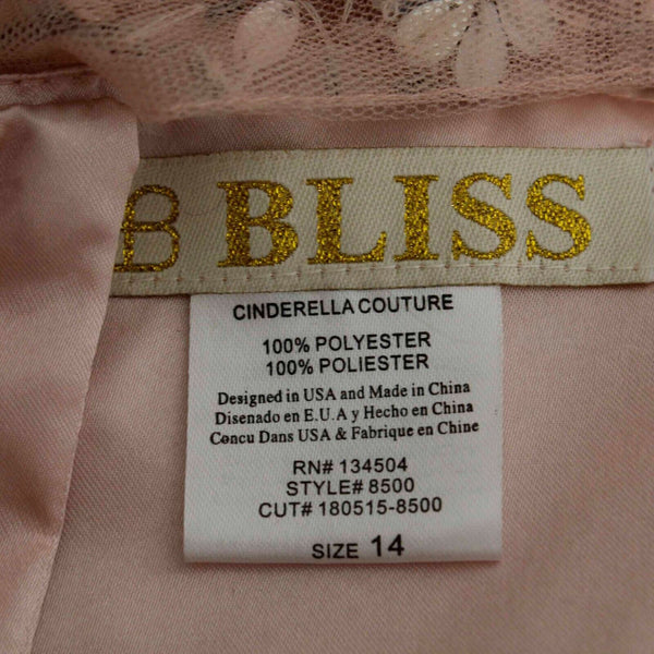 Bliss NEW $90 Sz 14 Girls Pink Rhinestones Tulle Lined 100% Poly Halter Dress
