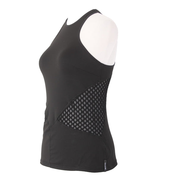 Michi AW Top Sz M Black Racerback Mesh Sides Sleeveless Nylon Spandex AW Top