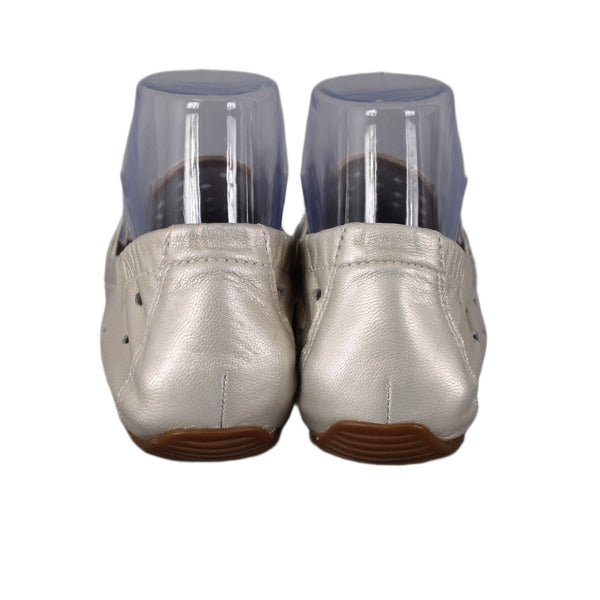 Ziera Flats Lita Sz 37 W Cream Metallic Perforated Slip On Leather Loafer Flats