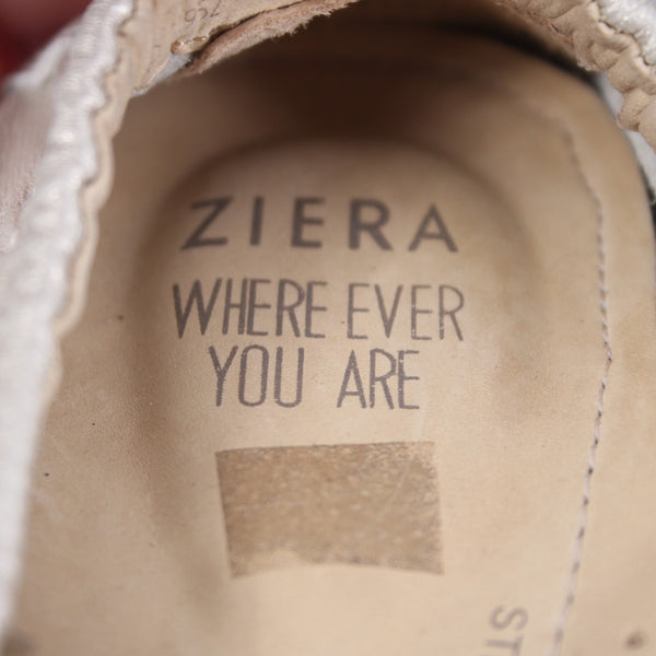 Ziera Flats Lita Sz 37 W Cream Metallic Perforated Slip On Leather Loafer Flats