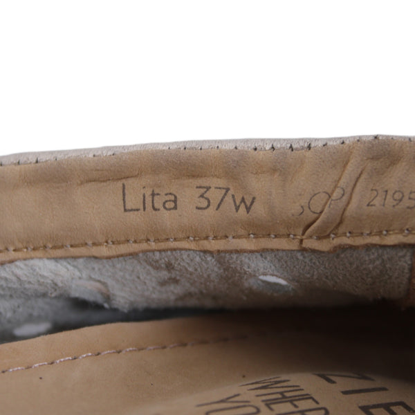 Ziera Flats Lita Sz 37 W Cream Metallic Perforated Slip On Leather Loafer Flats
