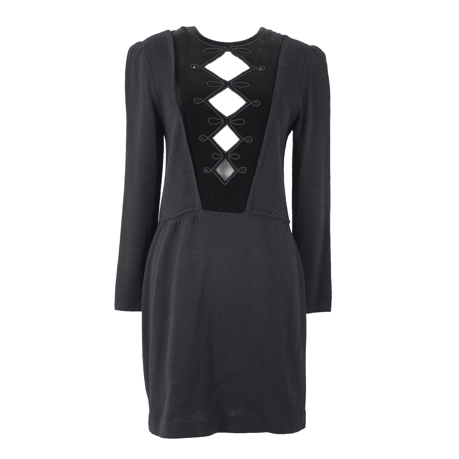 St John Evening For I Magnin Sz 8 Black Keyhole Neckline Santana Knit Dress
