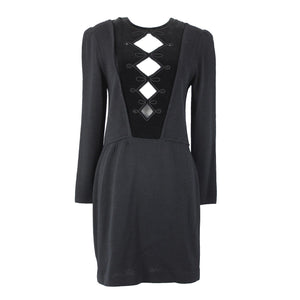 St John Evening For I Magnin Sz 8 Black Keyhole Neckline Santana Knit Dress