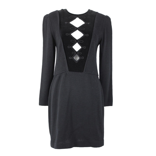 St John Evening For I Magnin Sz 8 Black Keyhole Neckline Santana Knit Dress